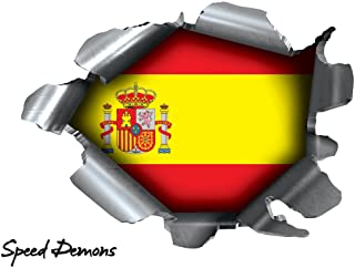 Pegatina de bandera de España con chapa rota