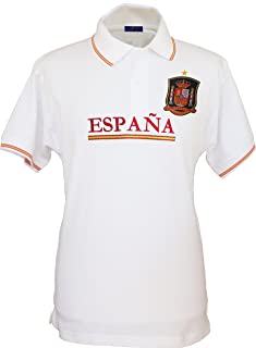 Polo bandera de España bordado balnco