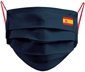 mascarilla azul con bandera de España pequeña